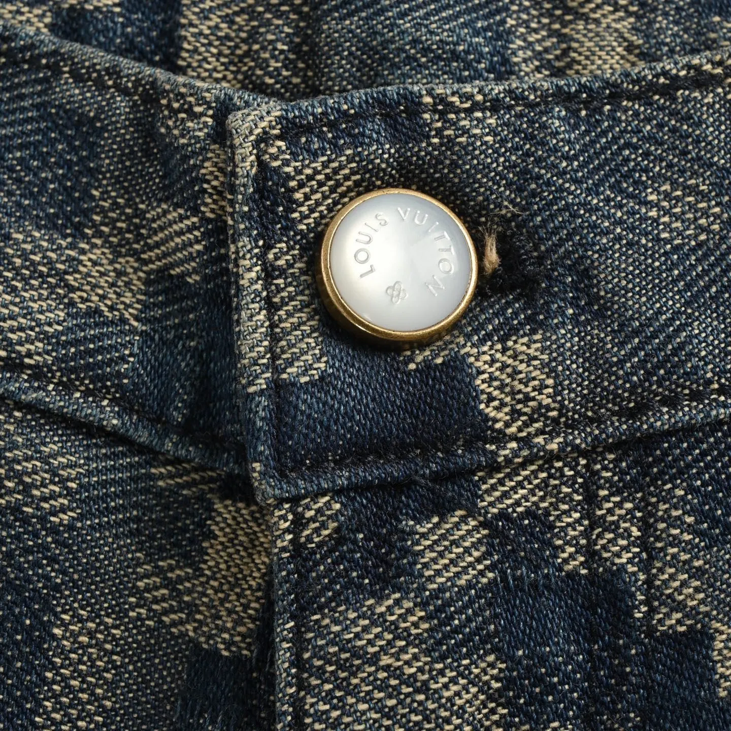Louis Vuitton/Louis Vuitton 25ss snake pattern mosaic denim shorts